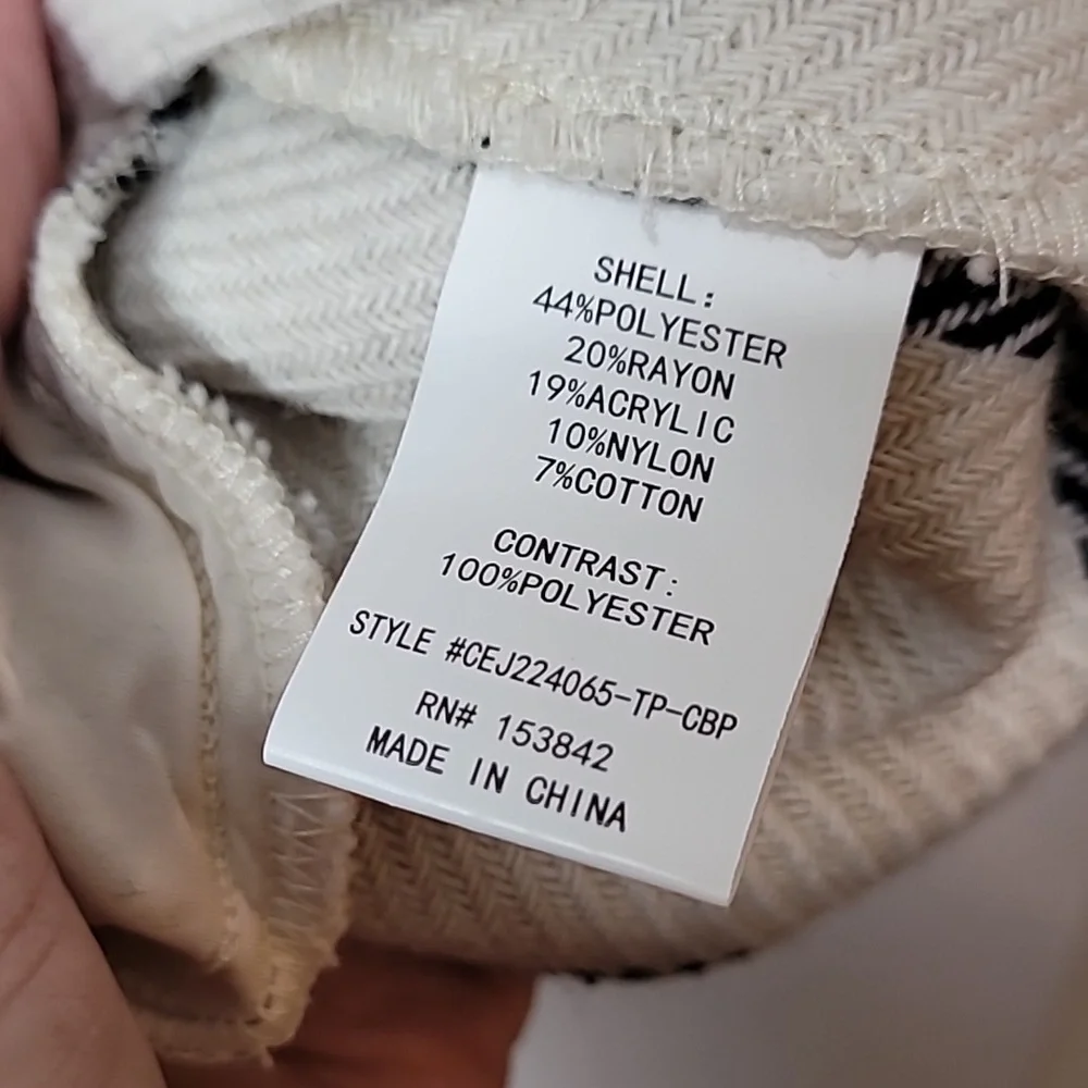 Nordstrom Melloday Ivory & Black Grid like patternJacket with Side Seam Pockets - Picture 13 of 16